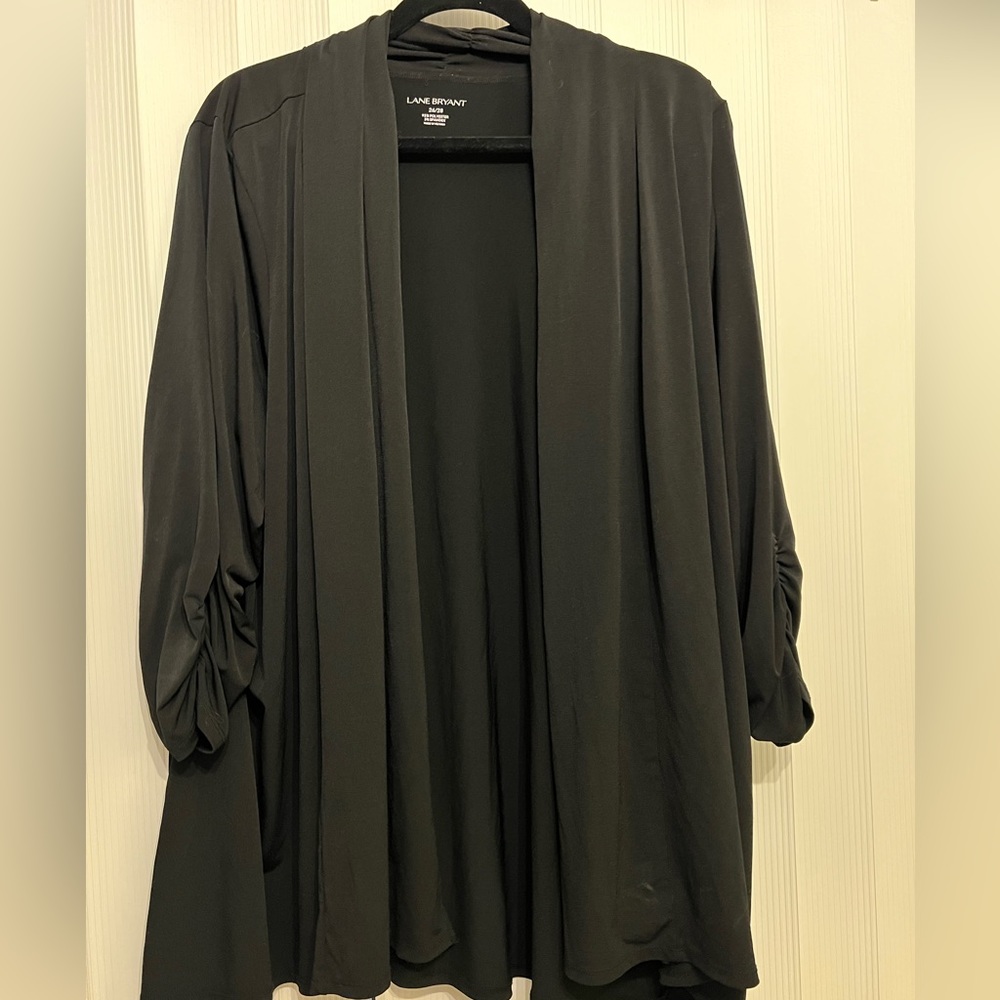 Black ruched sleeve jacket/over piece